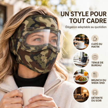 Masque facial d'hiver coupe-vent et chaud avec lunettes HD