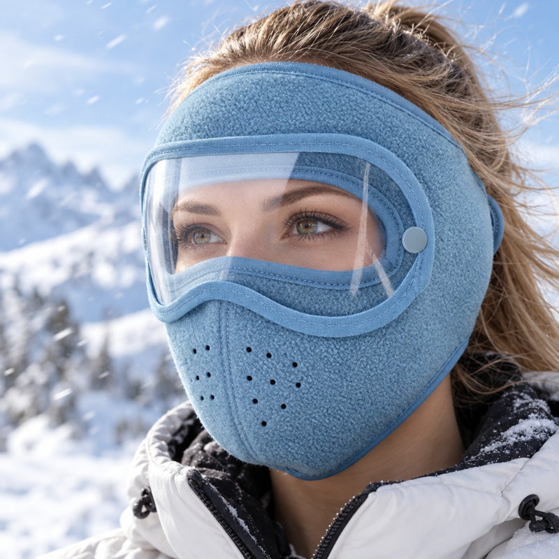 Masque facial d'hiver coupe-vent et chaud avec lunettes HD