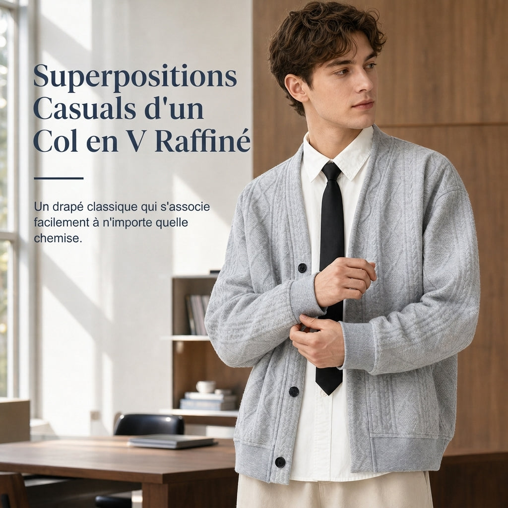 Cardigan en maille jacquard ample pour homme