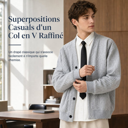 Cardigan en maille jacquard ample pour homme
