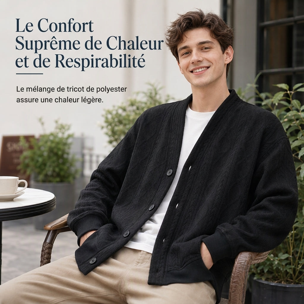 Cardigan en maille jacquard ample pour homme