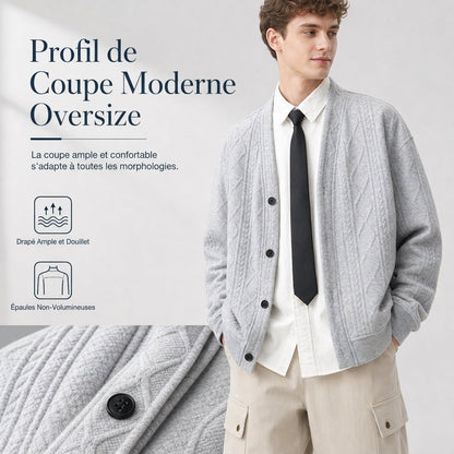 Cardigan en maille jacquard ample pour homme