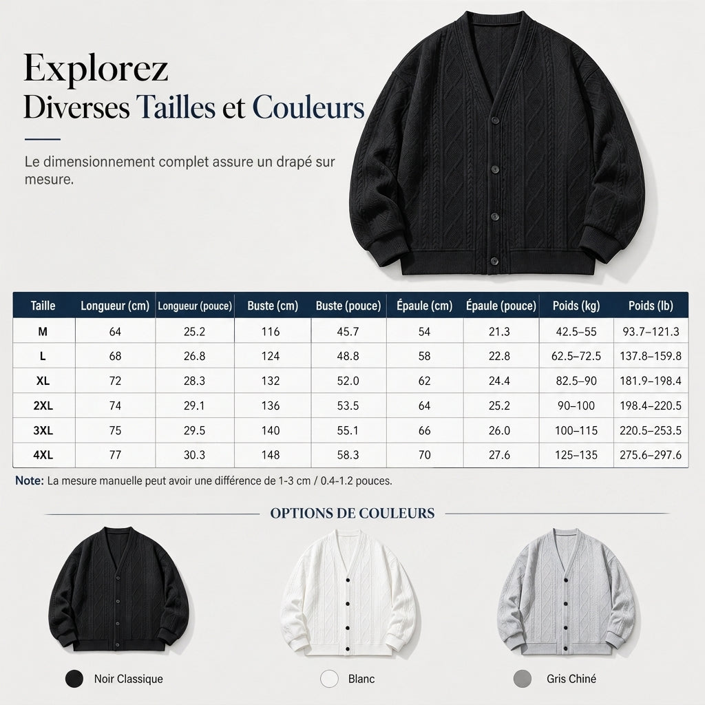 Cardigan en maille jacquard ample pour homme