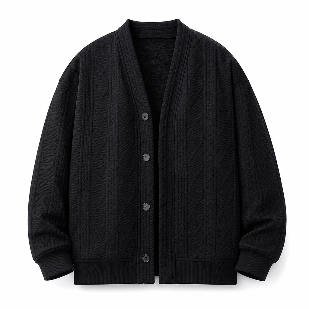 Cardigan en maille jacquard ample pour homme
