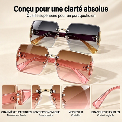 Lunettes de soleil carrées sans monture pour femme