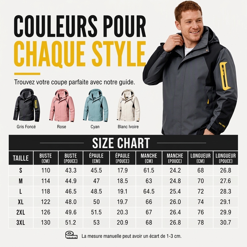 Veste d'extérieur coupe-vent à blocs de couleurs pour homme