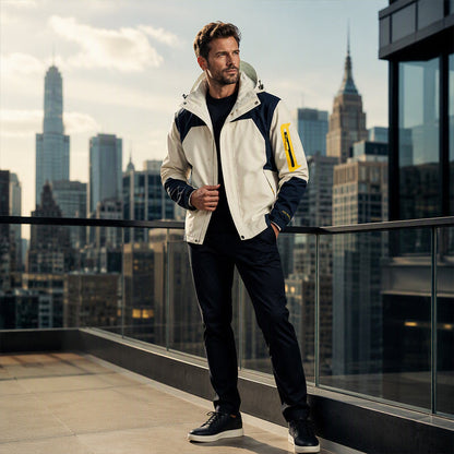 Veste d'extérieur coupe-vent à blocs de couleurs pour homme