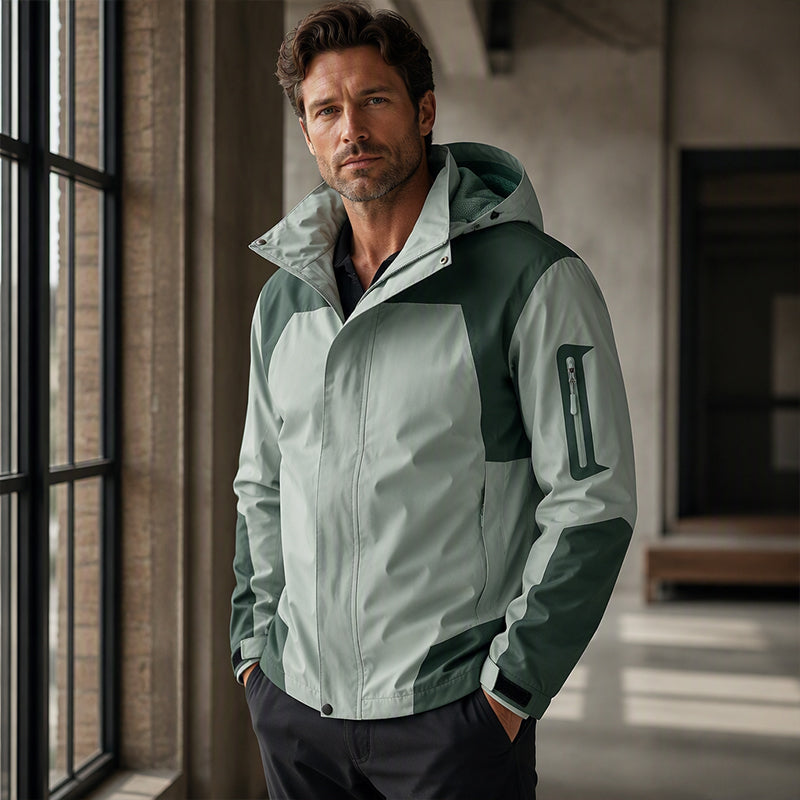 Veste d'extérieur coupe-vent à blocs de couleurs pour homme