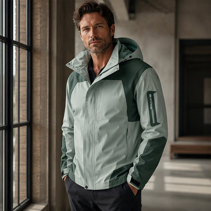 Veste d'extérieur coupe-vent à blocs de couleurs pour homme