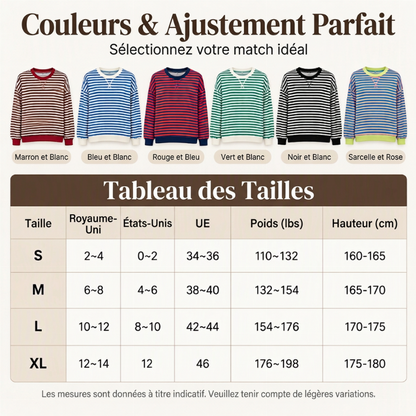 Haut à manches longues oversize rayé pour femme