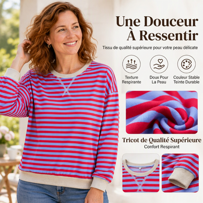 Haut à manches longues oversize rayé pour femme