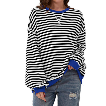 Haut à manches longues oversize rayé pour femme
