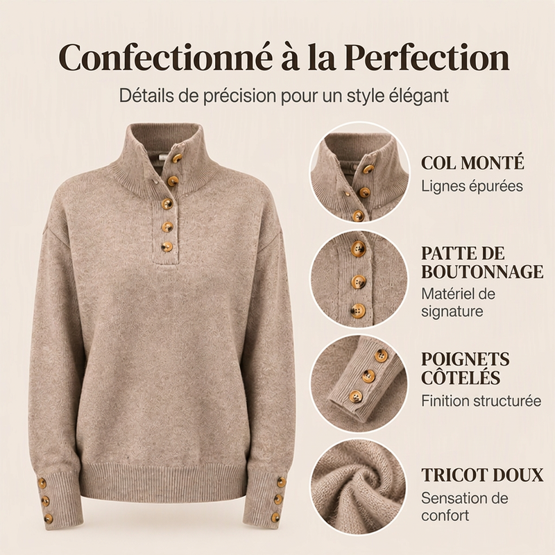 💖Soldes ! Prix cassés💖Pull en maille à col montant décontracté pour femme