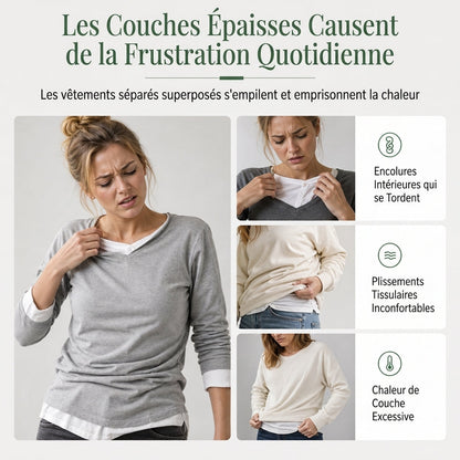 Pull en maille superposé à deux pièces factuel, décontracté et sans manches