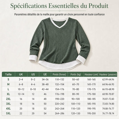 Pull en maille superposé à deux pièces factuel, décontracté et sans manches