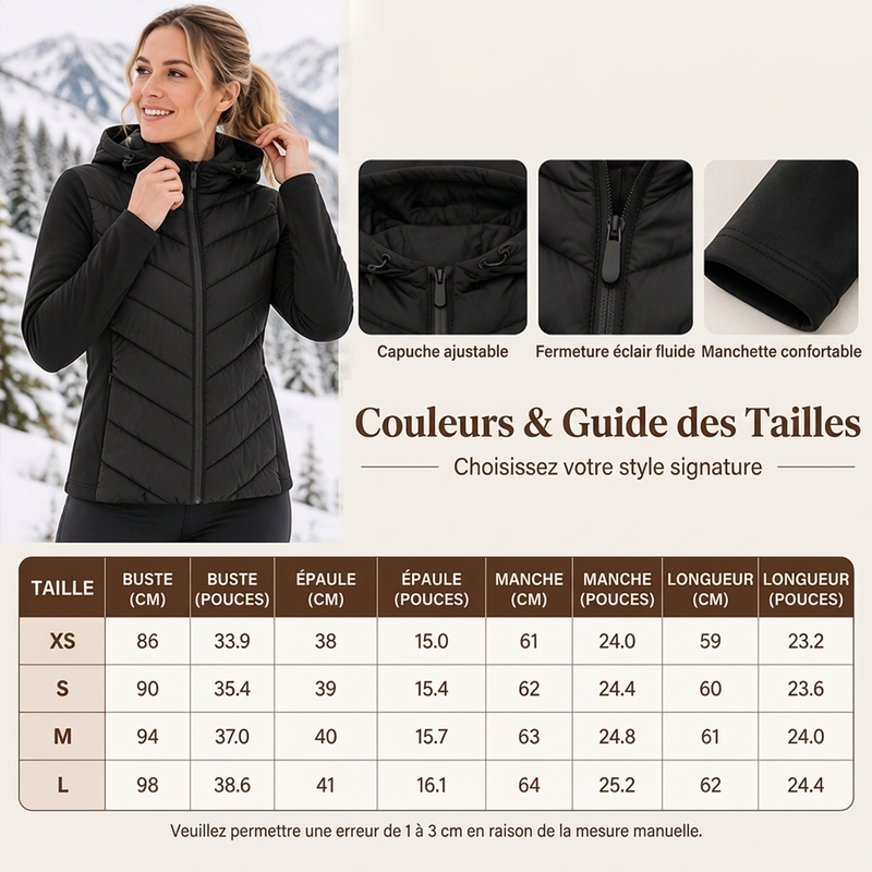 💖Soldes ! Prix cassés💖Veste matelassée patchou à capuche pour femme
