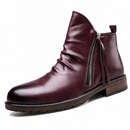 Bottes Chelsea vintage pour homme, bottes occidentales à bout rond avec fermeture éclair, style décontracté