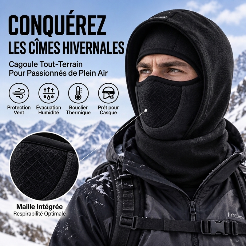 Cagoule thermique coupe-vent, masque facial