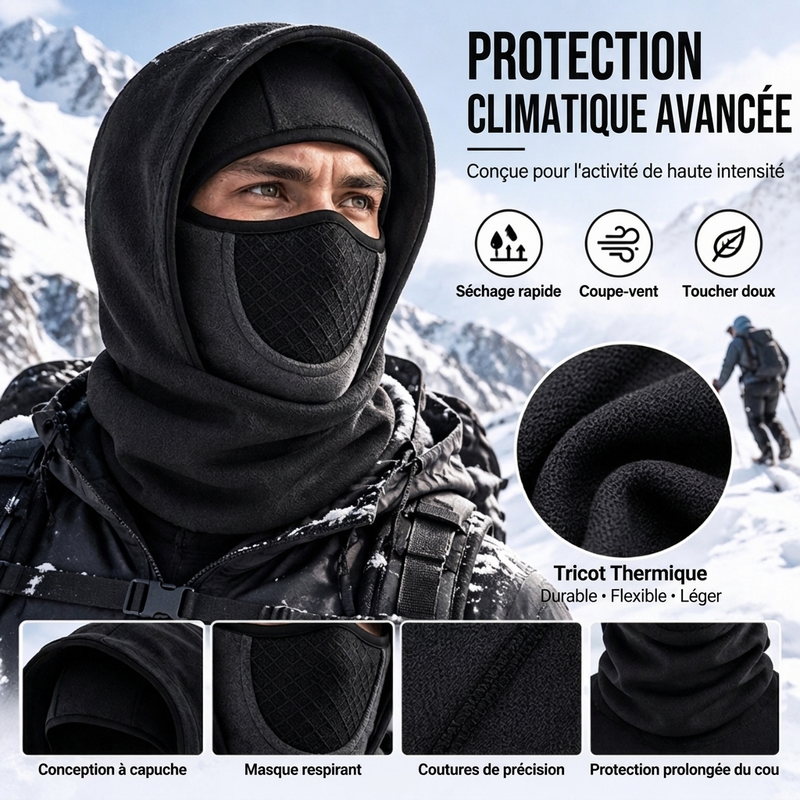 Cagoule thermique coupe-vent, masque facial
