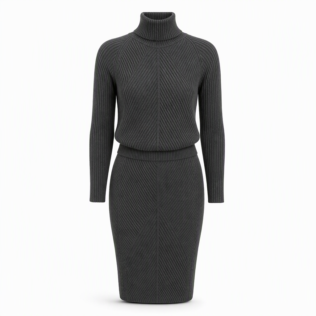 Ensemble pull col roulé en tricot unisexe et jupe pour femmes, pour l'automne et l'hiver