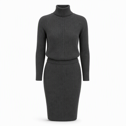 Ensemble pull col roulé en tricot unisexe et jupe pour femmes, pour l'automne et l'hiver