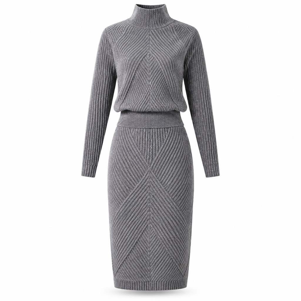 Ensemble pull col roulé en tricot unisexe et jupe pour femmes, pour l'automne et l'hiver