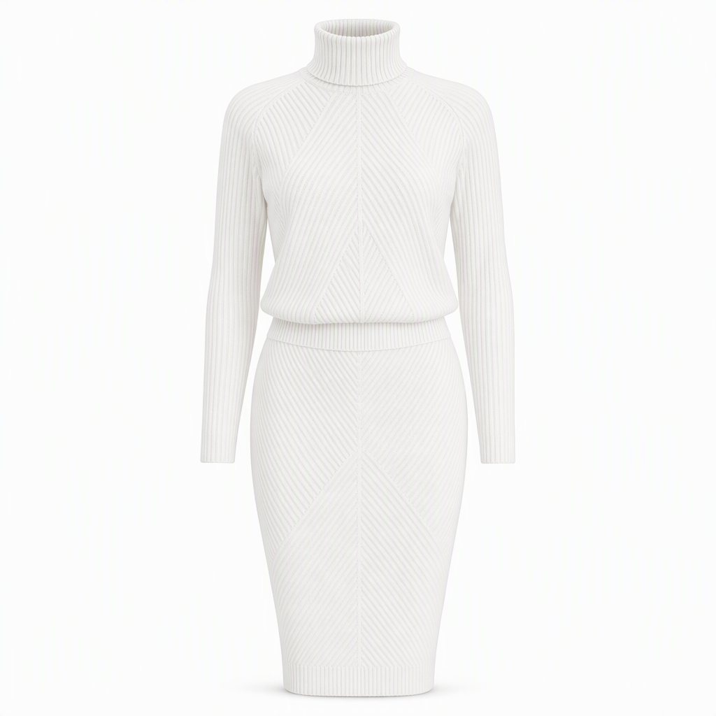 Ensemble pull col roulé en tricot unisexe et jupe pour femmes, pour l'automne et l'hiver