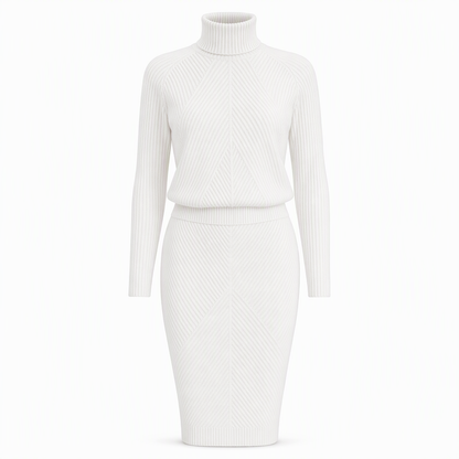 Ensemble pull col roulé en tricot unisexe et jupe pour femmes, pour l'automne et l'hiver