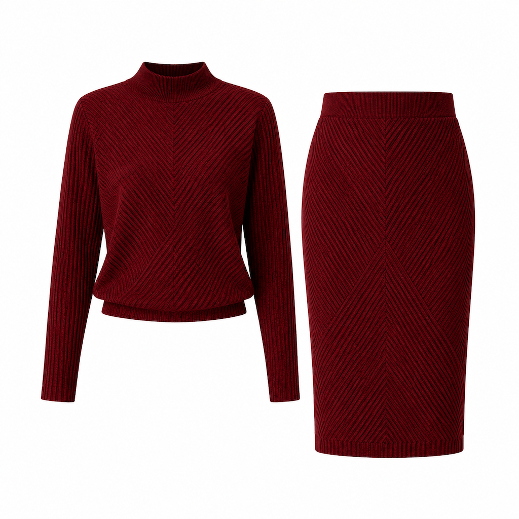 Ensemble pull col roulé en tricot unisexe et jupe pour femmes, pour l'automne et l'hiver