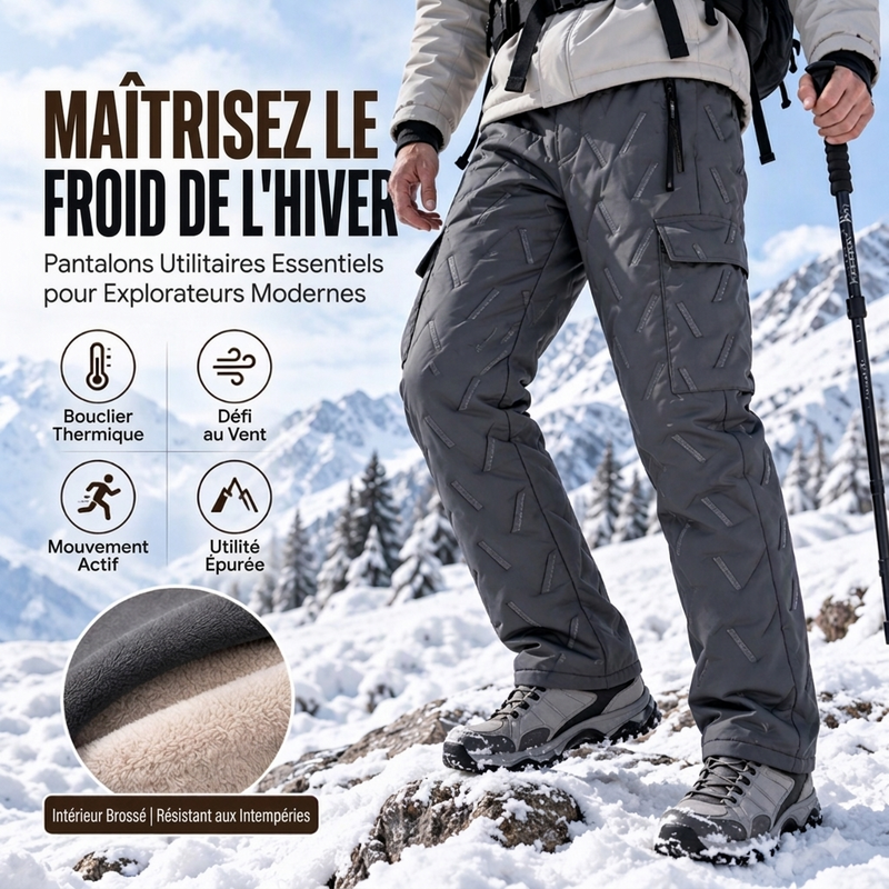 Pantalon cargo homme doublé de peluche hivernal