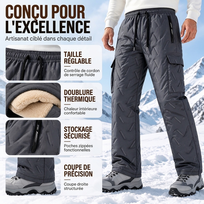 Pantalon cargo homme doublé de peluche hivernal