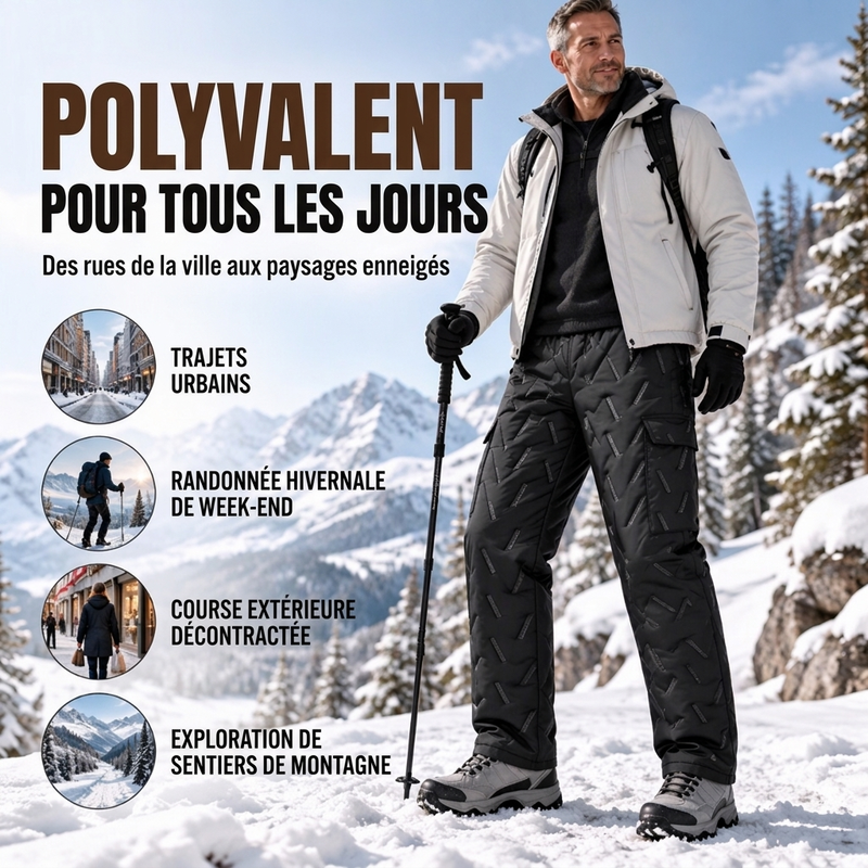 Pantalon cargo homme doublé de peluche hivernal