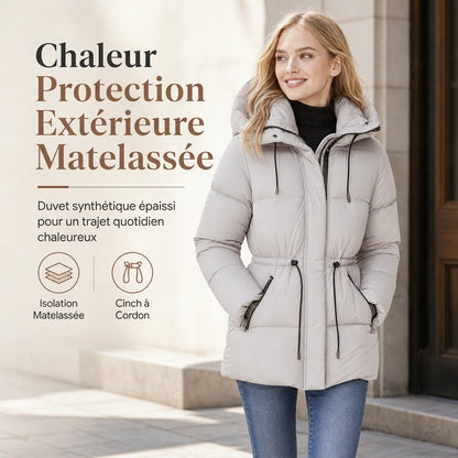 Manteau matelassé à capuche long pour femmes