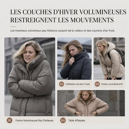 Manteau matelassé à capuche long pour femmes