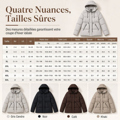 Manteau matelassé à capuche long pour femmes