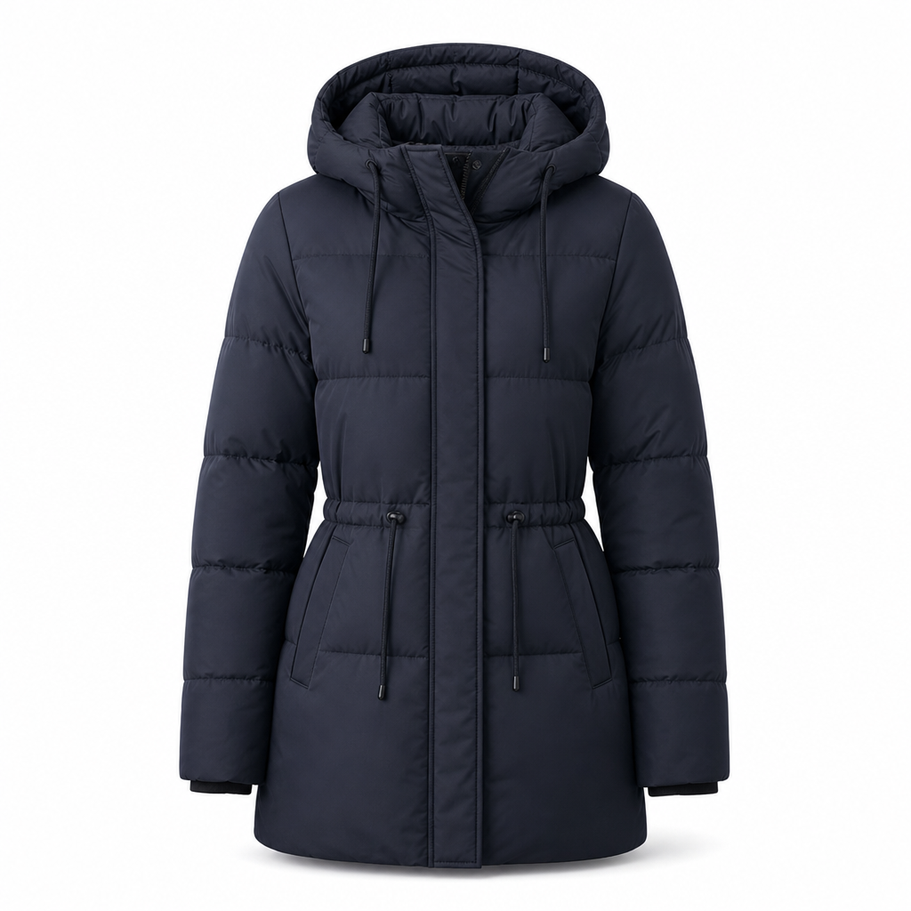 Manteau matelassé à capuche long pour femmes
