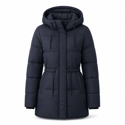 Manteau matelassé à capuche long pour femmes