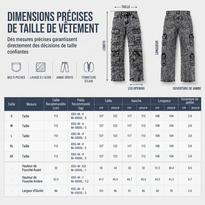 Jean cargo large lavé rétro Pantalon en denim Y2K High Street avec poches