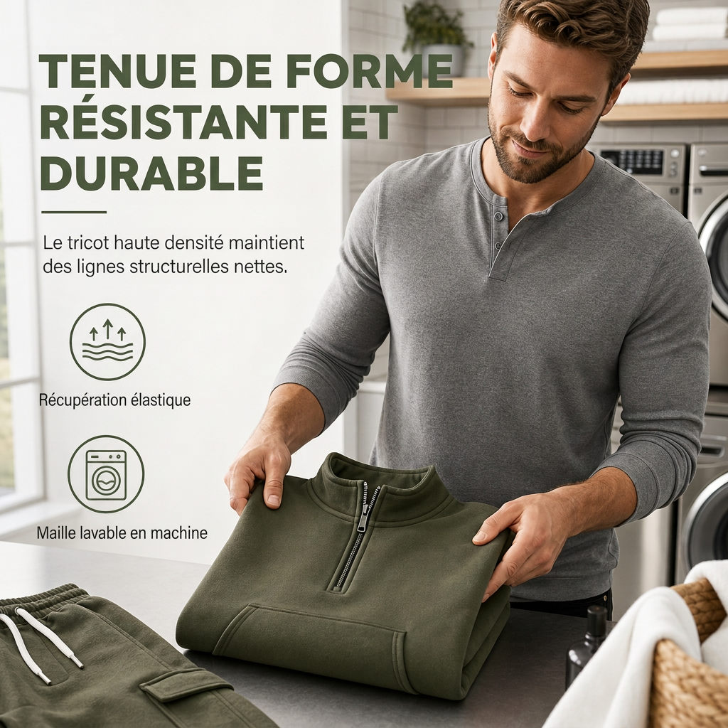 Ensemble de survêtement deux pièces pour homme : sweat-shirt demi-zip et joggings cargo