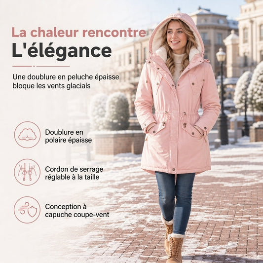 Manteau d'hiver matelassé à capuche doublé de polaire pour femme