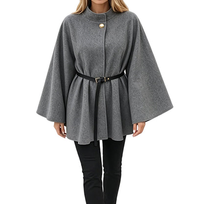 Manteau cape élégant à col montant pour femme