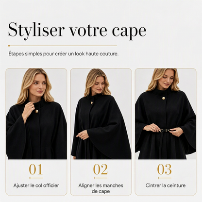 Manteau cape élégant à col montant pour femme