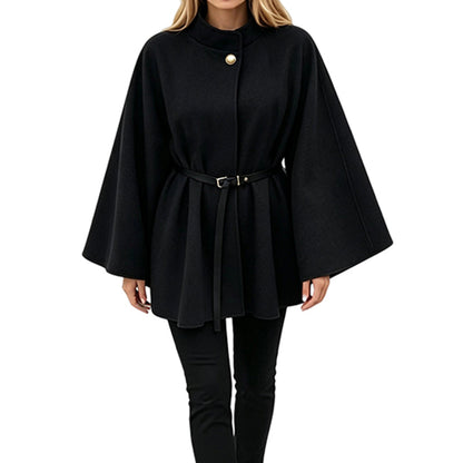 Manteau cape élégant à col montant pour femme