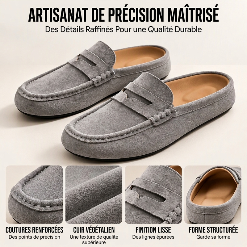 Mocassins / Demi-chaussons à semelle compensée en similicuir daim pour homme