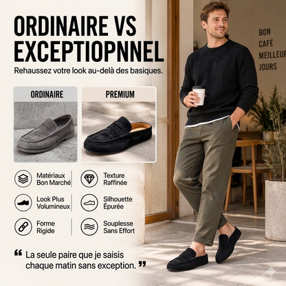 Mocassins / Demi-chaussons à semelle compensée en similicuir daim pour homme