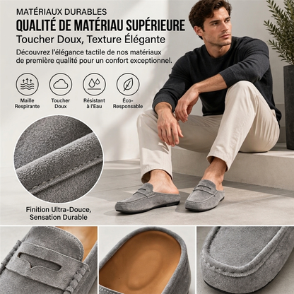 Mocassins / Demi-chaussons à semelle compensée en similicuir daim pour homme