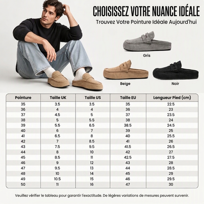 Mocassins / Demi-chaussons à semelle compensée en similicuir daim pour homme
