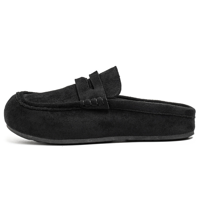 Mocassins / Demi-chaussons à semelle compensée en similicuir daim pour homme