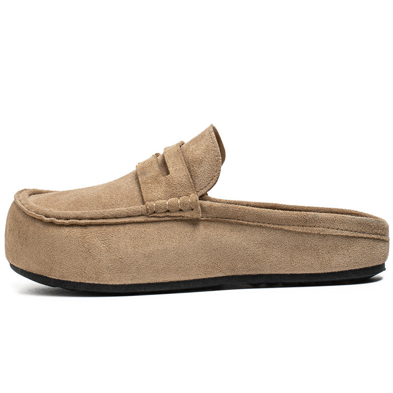 Mocassins / Demi-chaussons à semelle compensée en similicuir daim pour homme