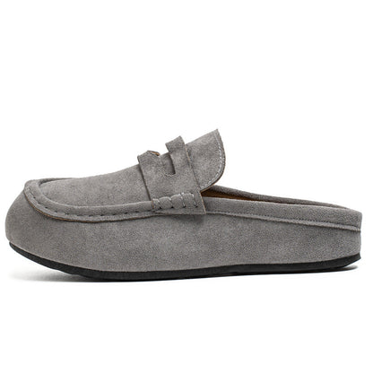 Mocassins / Demi-chaussons à semelle compensée en similicuir daim pour homme